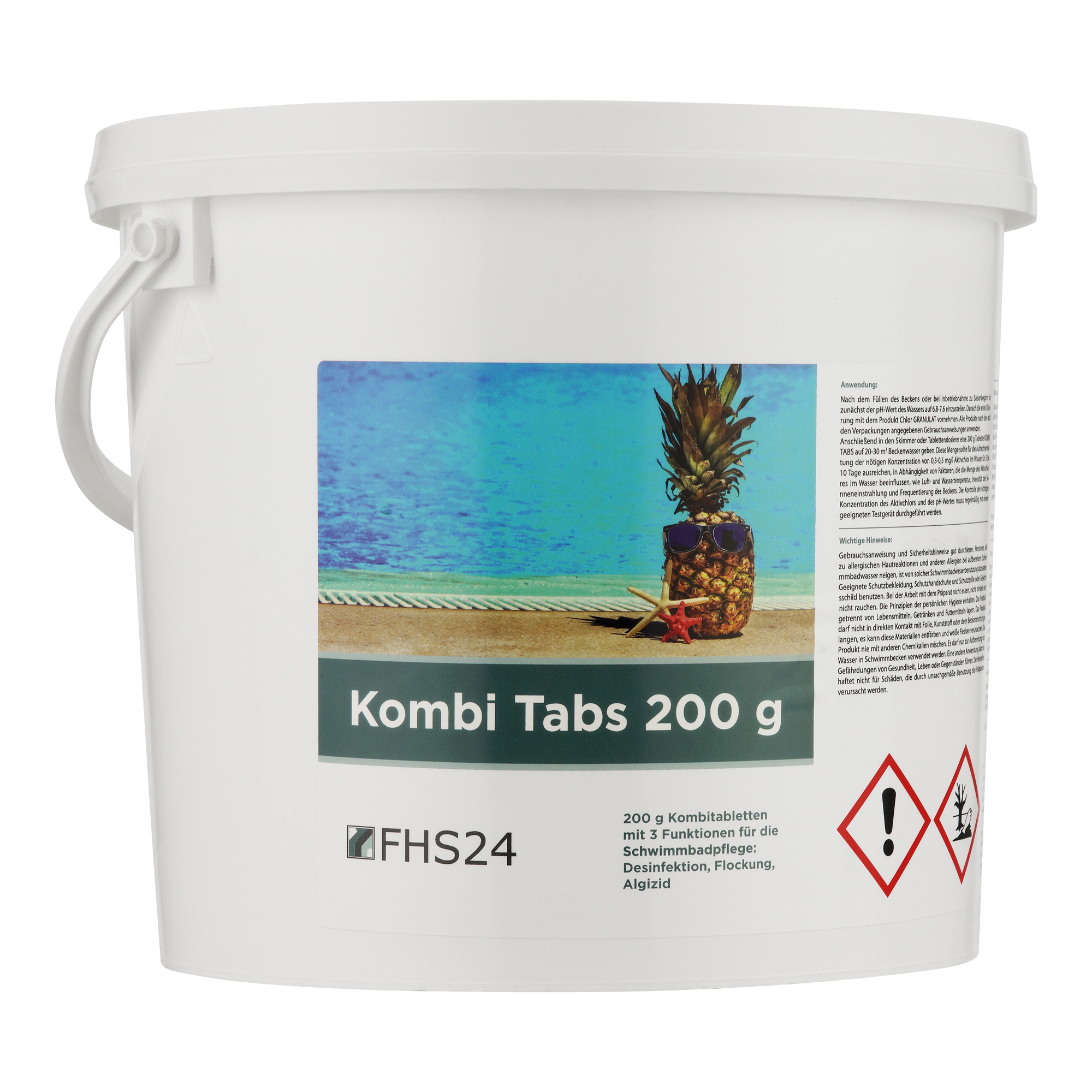 FHS24 Kombi Tabs 200 g 5kg Chlor Kombitabs Multifunktionstabletten Desinfektion Flockung Algizid 